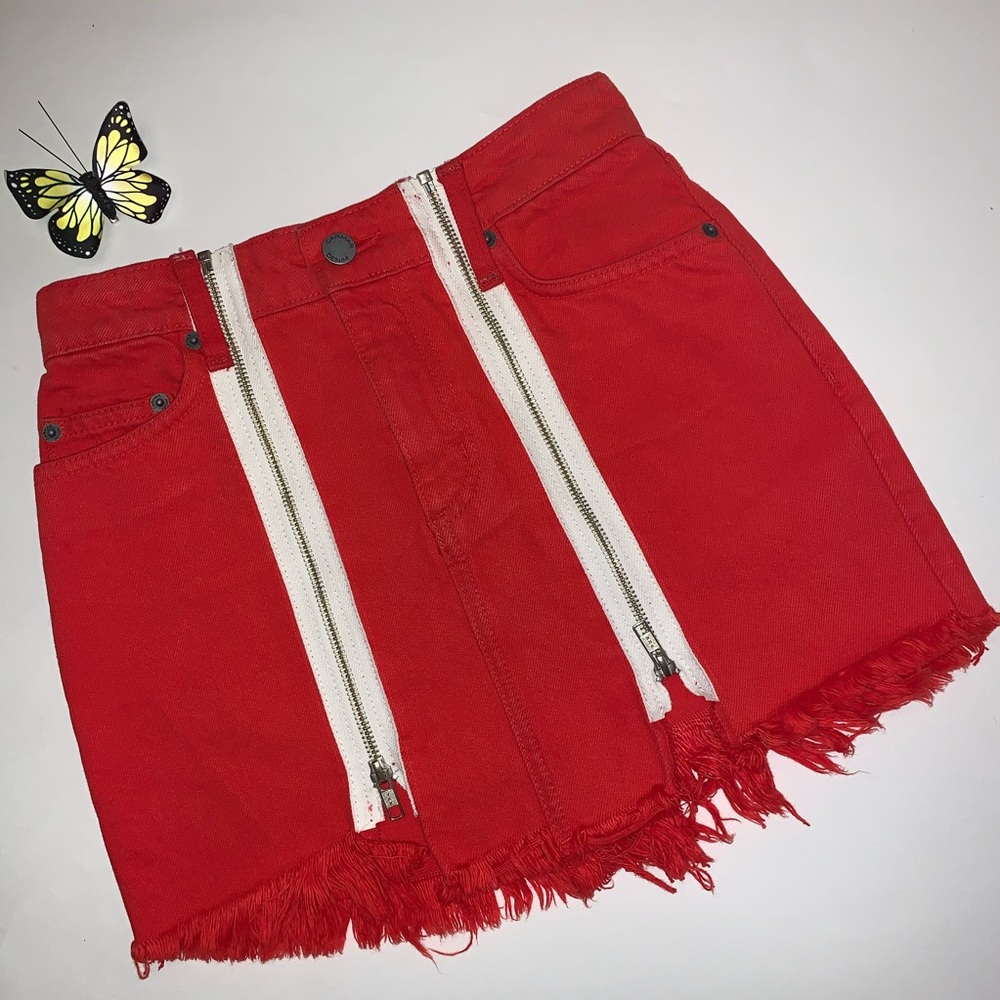 Carmar COLIN Red Double White Zipper Mini Skirt - Picture 4 of 8